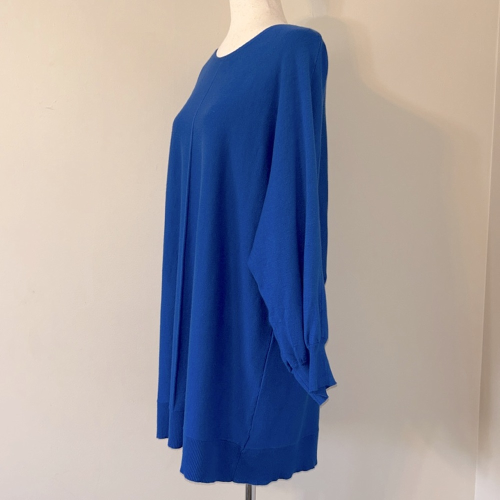 Max Studio Blue Longline Balloon Dolman Sleeve SweaterTunic Dress 1X - Picture 3 of 12